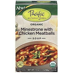 Pacific Foods Minestrone with Chicken Meatballs Soup, Organic - 17.6 ozs.
