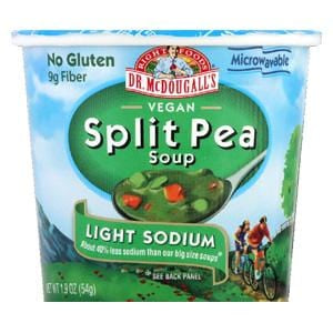 Dr. McDougall's Right Foods Soup Cups, Light Sodium, Split Pea, Gluten Free - 6 x 1.9 ozs.