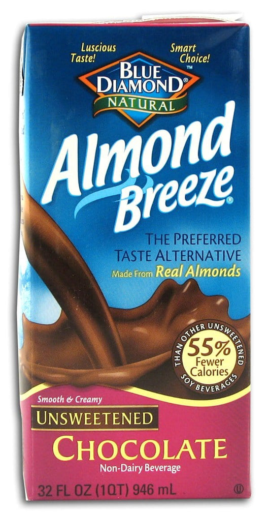 Blue Diamond Almond Breeze Unsweetened Chocolate - 12 x 32 ozs.