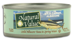 Natural Value Albacore Tuna No Salt - 24 x 6 ozs.