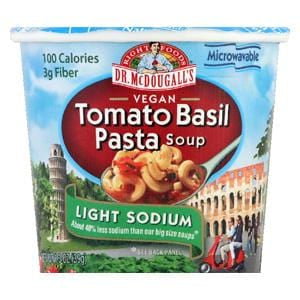 Dr. McDougall's Right Foods Soup Cups, Light Sodium, Tomato Basil Pasta - 6 x 1.3 ozs.