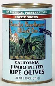 Santa Barbara Large Pitted Black Olives - 12 x 5.75 ozs.