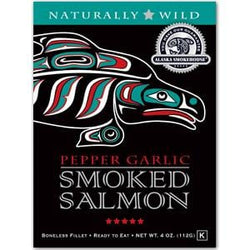Alaska Smokehouse Smoked Salmon, Natural, Pepper Garlic, in Gift Box - 4 ozs.
