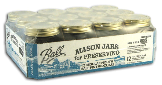 Ball Canning Jars 1/2 Pint Size Regular - Case/12