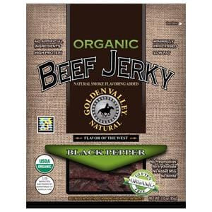 Golden Valley Natural Beef Jerky, Black Pepper, Organic - 3 ozs.