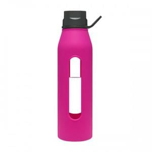 Takeya Glass Water Bottle, Fuchsia - 22 ozs.