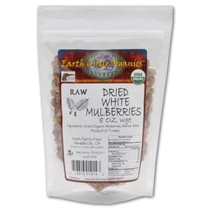 Earth Circle Organics Mulberries, White, Dried, Organic - 8 ozs.