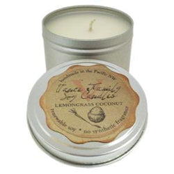 Vance Family Soy Candles Soy Candle, Lemongrass Coconut, in Tin, Non-GMO - 6.5 ozs.