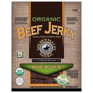 Golden Valley Natural Beef Jerky, Bar-B-Que, Organic - 24 x 3 ozs.
