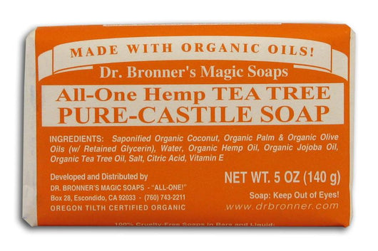 Dr Bronner Hemp Tea Tree Pure Castile Soap Organic - 5 oz. bar