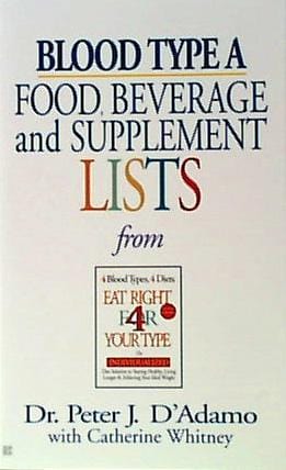 Books Blood Type A Food Bev/Supplement - 1 book