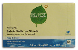 Seventh Generation Fabric Softener Sheets Free & Clear - 1 box