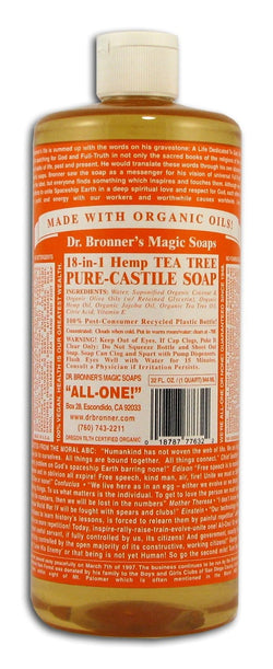 Dr Bronner Hemp Tea Tree Pure Castile Soap Organic - 32 ozs.