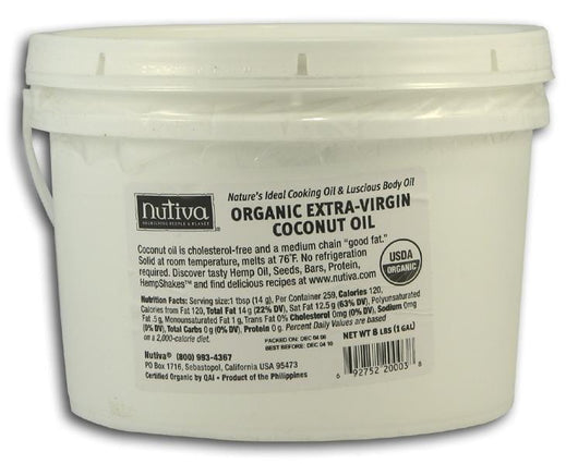 Nutiva Organic Unrefined Extra Virgin Coconut Oil  - 4 x 1 gallon