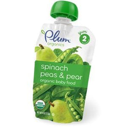 Plum Organics Stage 2 Spinach, Peas & Pear, Organic - 4 oz