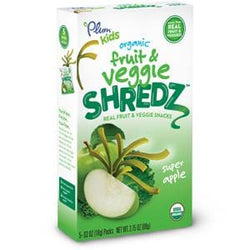 Plum Organics Fruits & Veggie Shredz, Super Apples Fruit Shreds, Organic - 8 x 3.5 oz