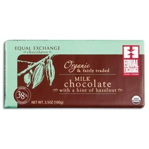 Equal Exchange Milk Chocolate Bar, with a Hint of Hazelnut, Organic - 12 x 3.5 ozs.