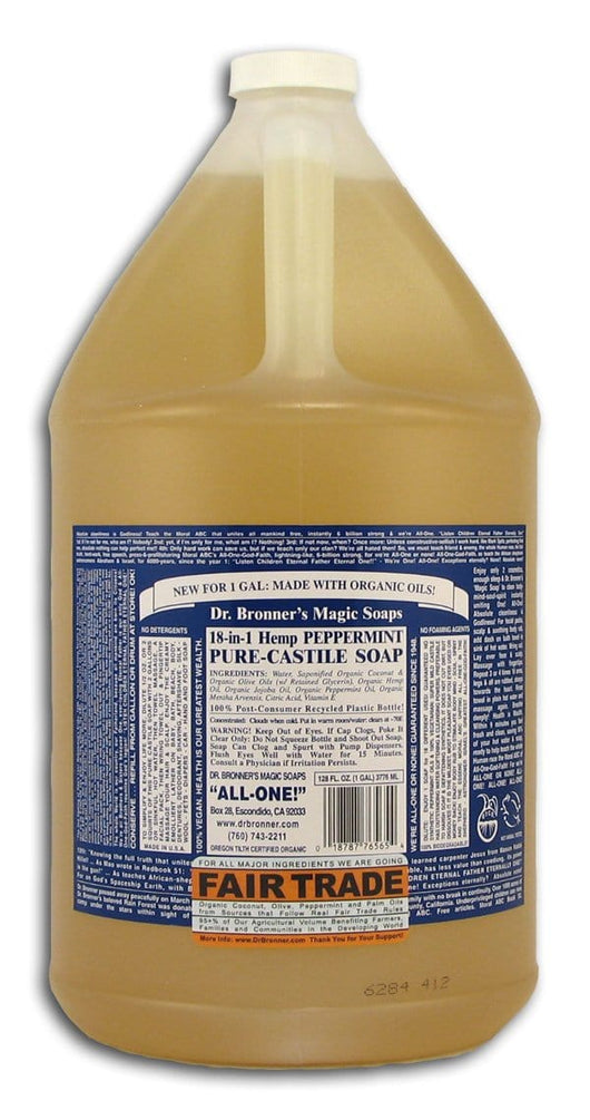 Dr Bronner Peppermint Castile Liquid Soap - 1 gallon