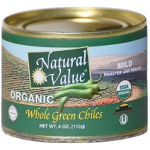 Natural Value Green Chiles, Whole, Organic - 24 x 4 ozs.