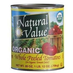 Natural Value Tomatoes, Whole Peeled, Organic - 12 x 28 ozs.