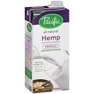 Pacific Foods Hemp Milk, Unsweetened, Vanilla, All Natural - 12 x 32 oz