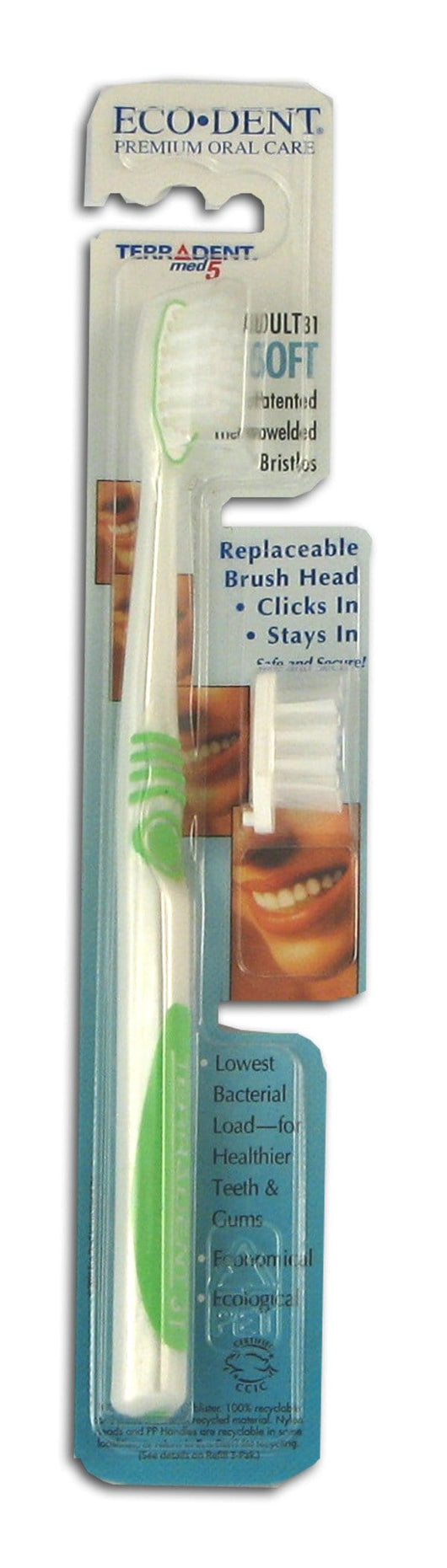 Eco-Dent Replaceable Head Toothbrush SOFT - 6 x 1 brush