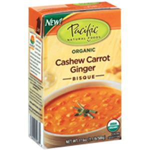 Pacific Foods Cashew Carrot Ginger Bisque Soup, Organic - 12 x 17.6 ozs.