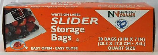Natural Value Slider Storage Bags Quart size - 12 x 20 ct.