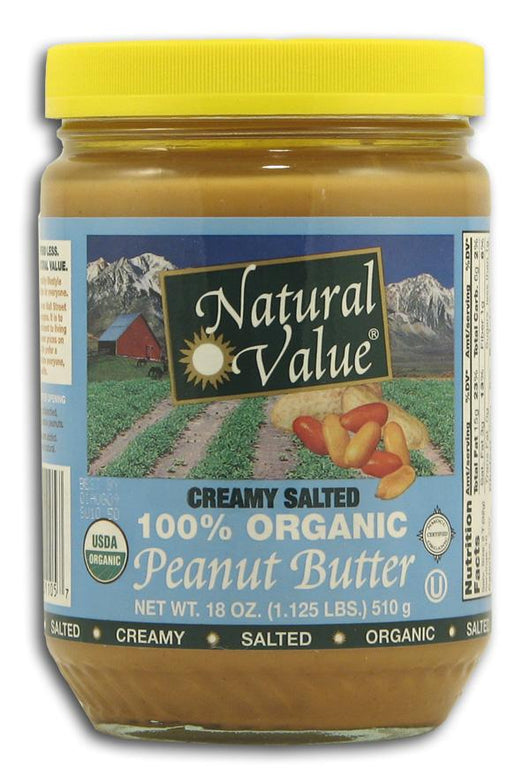 Natural Value Peanut Butter Creamy Salted Organic - 12 x 18 ozs.