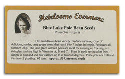 Heirlooms Evermore Blue Lake Pole Bean Seeds - 50 seeds