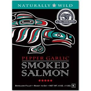 Alaska Smokehouse Smoked Salmon, Natural, Pepper Garlic, in Gift Box - 12 x 4 ozs.