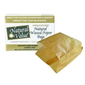 Natural Value Waxed Paper Bags Unbleached - 12 x 60 ct.