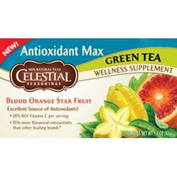 Celestial Seasonings Antioxidant Max Blood Orange Star Fruit Green Tea - 6 x 1 box