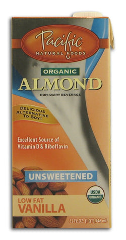 Pacific Foods Almond Beverage Unsweetened Vanilla Organic - 32 ozs.