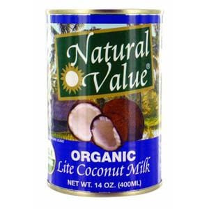 Natural Value Coconut Milk, Lite, Organic - 12 x 13.5 ozs.