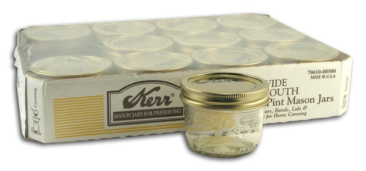 Kerr Canning Jars Wide 1/2 pint size - Case/12