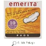 Emerita Ultra Thin Pads Overnight with Wings 10 ct Natural Cotton Pads