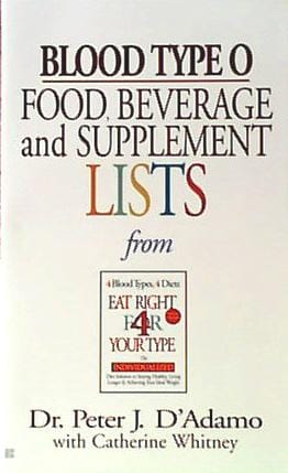 Books Blood Type O Food Bev/Supplement Li - 1 book