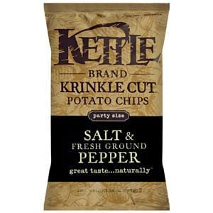 Kettle Foods Potato Chips, Salt & Fresh Ground Pepper, Krinkle Cut - 14 ozs.