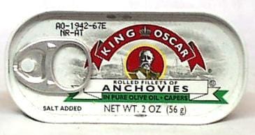 King Oscar Anchovies in Olive Oil Flat Fillet - 2 ozs.