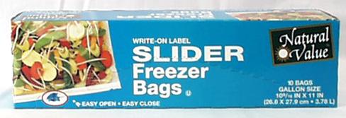 Natural Value Slider Freezer Bags Gallon size - 12 x 10 ct.