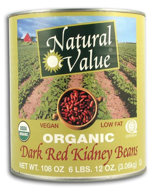 Natural Value Dark Red Kidney Beans (BIG Can) Organic - 6 x 108 ozs.