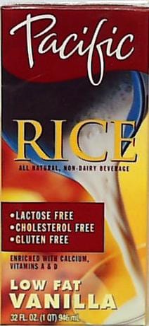 Pacific Foods Rice Milk Vanilla Low Fat Non-Dairy - 12 x 32 ozs.