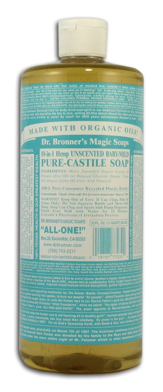 Dr Bronner Hemp Baby-Mild Pure Castile Soap Organic - 32 ozs.