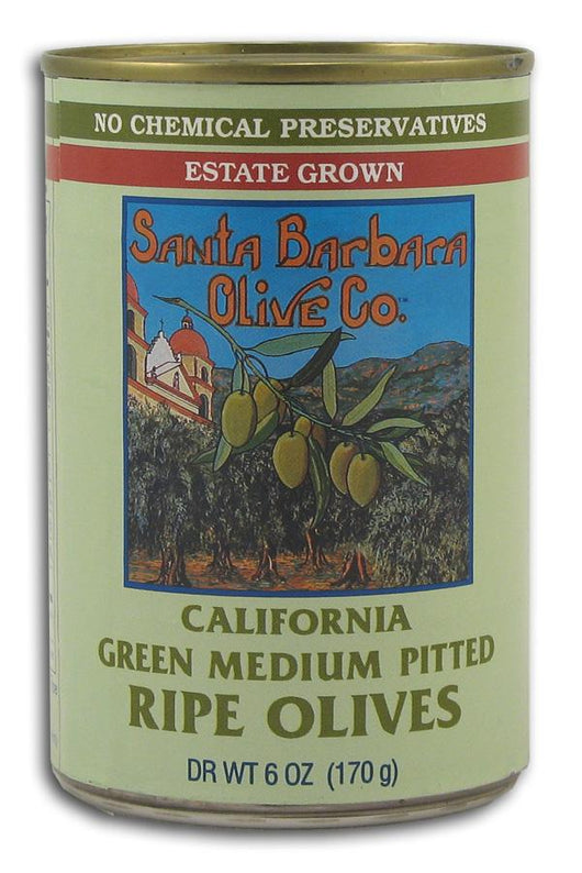 Santa Barbara Green Ripe Olives Pitted Medium - 12 x 6 ozs.