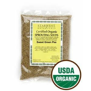 Starwest Sweet Green Pea Sprouting Seeds, Organic - 4 ozs.