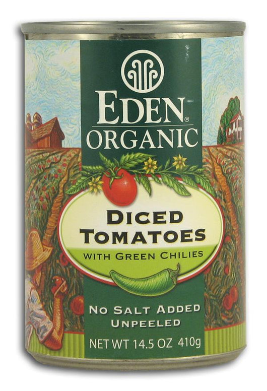 Eden Foods Diced Tomatoes with Green Chilies Organic - 12 x 14.5 ozs.