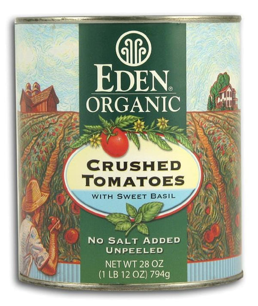 Eden Foods Crushed Tomatoes with Sweet Basil Organic in Amber Glass - 12 x 25 ozs.