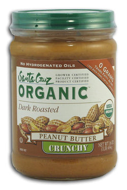 Santa Cruz Peanut Butter, Dark Roasted, Crunchy, Organic - 12 x 16 ozs.
