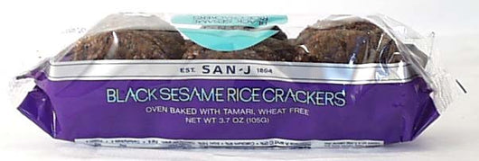 San-J Black Sesame Rice Crackers Wheat-free - 12 x 3.5 ozs.